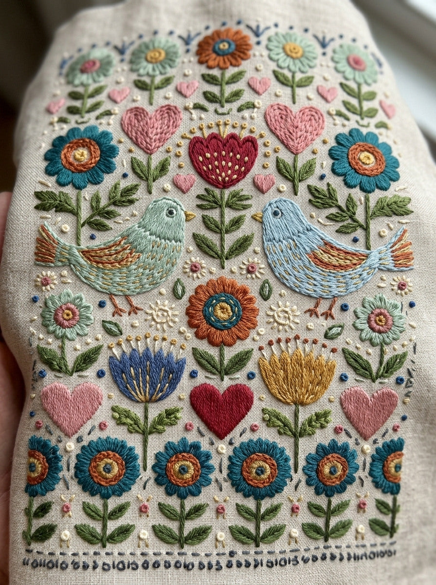 Global Folk Mini Border Unit from Global Folk Art Embroidery Book 4, a digital embroidery design reference for machine embroidery designs, embroidery patterns and border and edge embroidery.