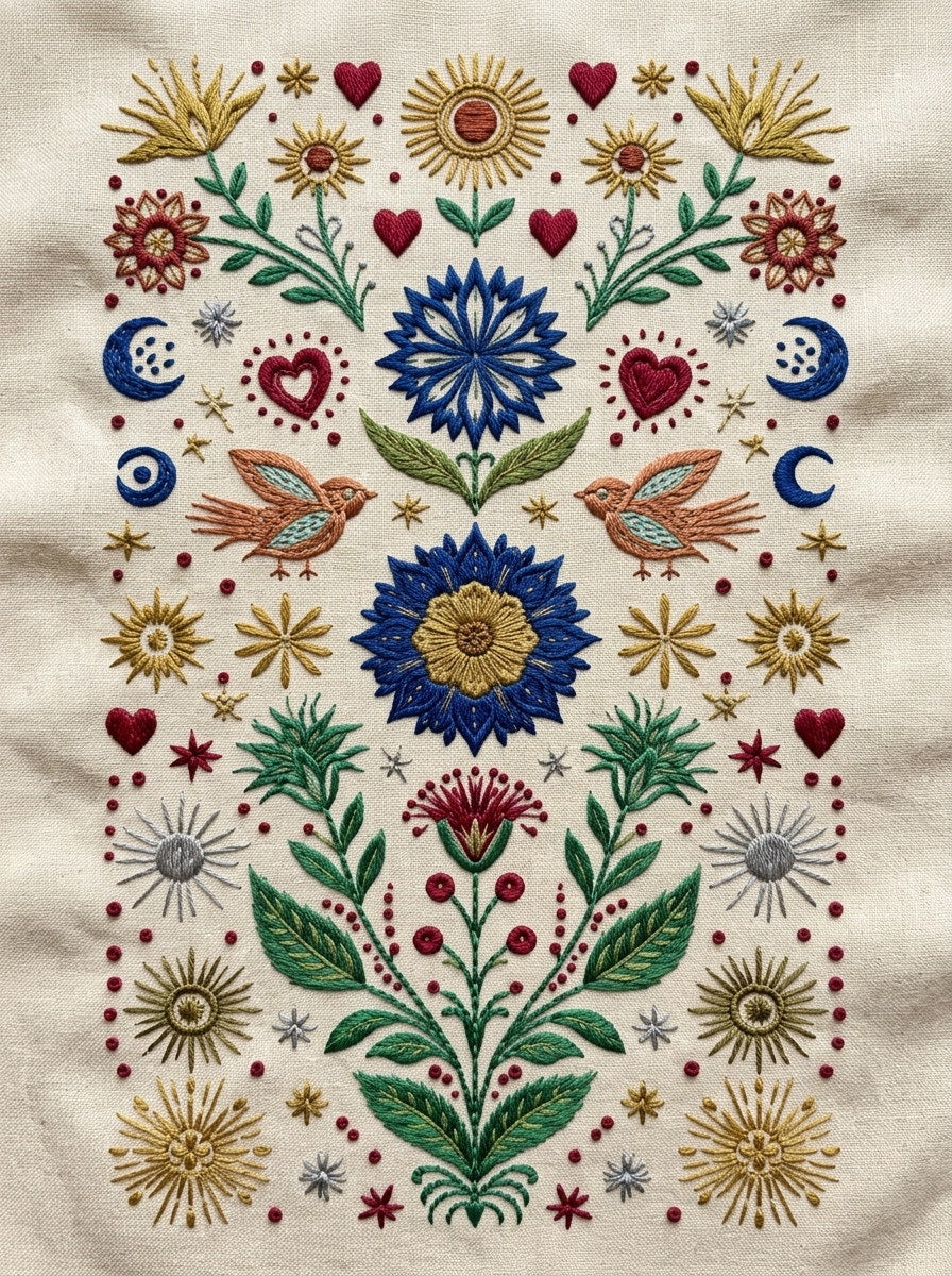 Global Folk Symbol Filler Plate from Global Folk Art Embroidery Book 2, a digital embroidery design reference for machine embroidery designs, embroidery patterns and embroidery design reference.