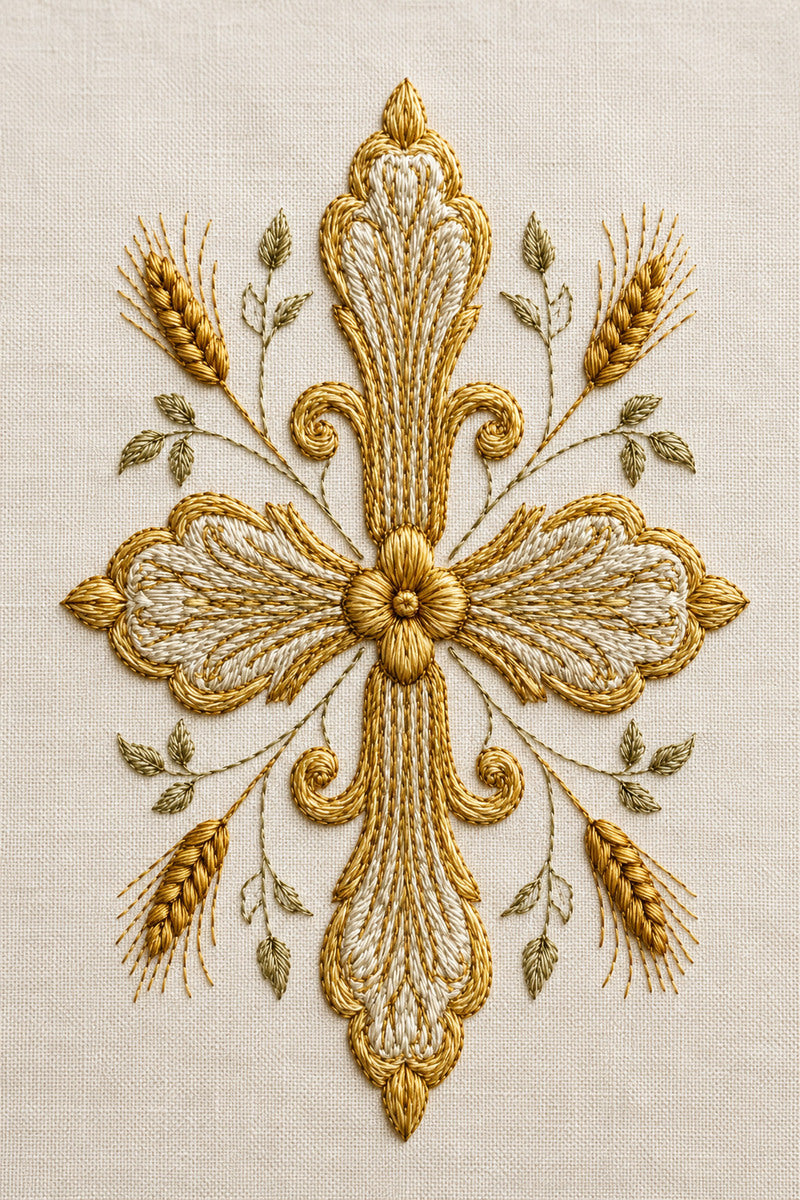 Goldwork Inspired Cross Ornament 1 from Church Embroidery & Sacred Ornament Book 4, a digital embroidery design reference for machine embroidery designs, embroidery patterns and embroidery design reference.