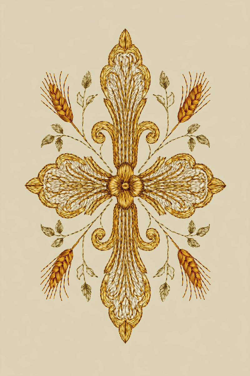 Goldwork Inspired Cross Ornament from Church Embroidery & Sacred Ornament Book 4, a digital embroidery design reference for machine embroidery designs, embroidery patterns and embroidery design reference.