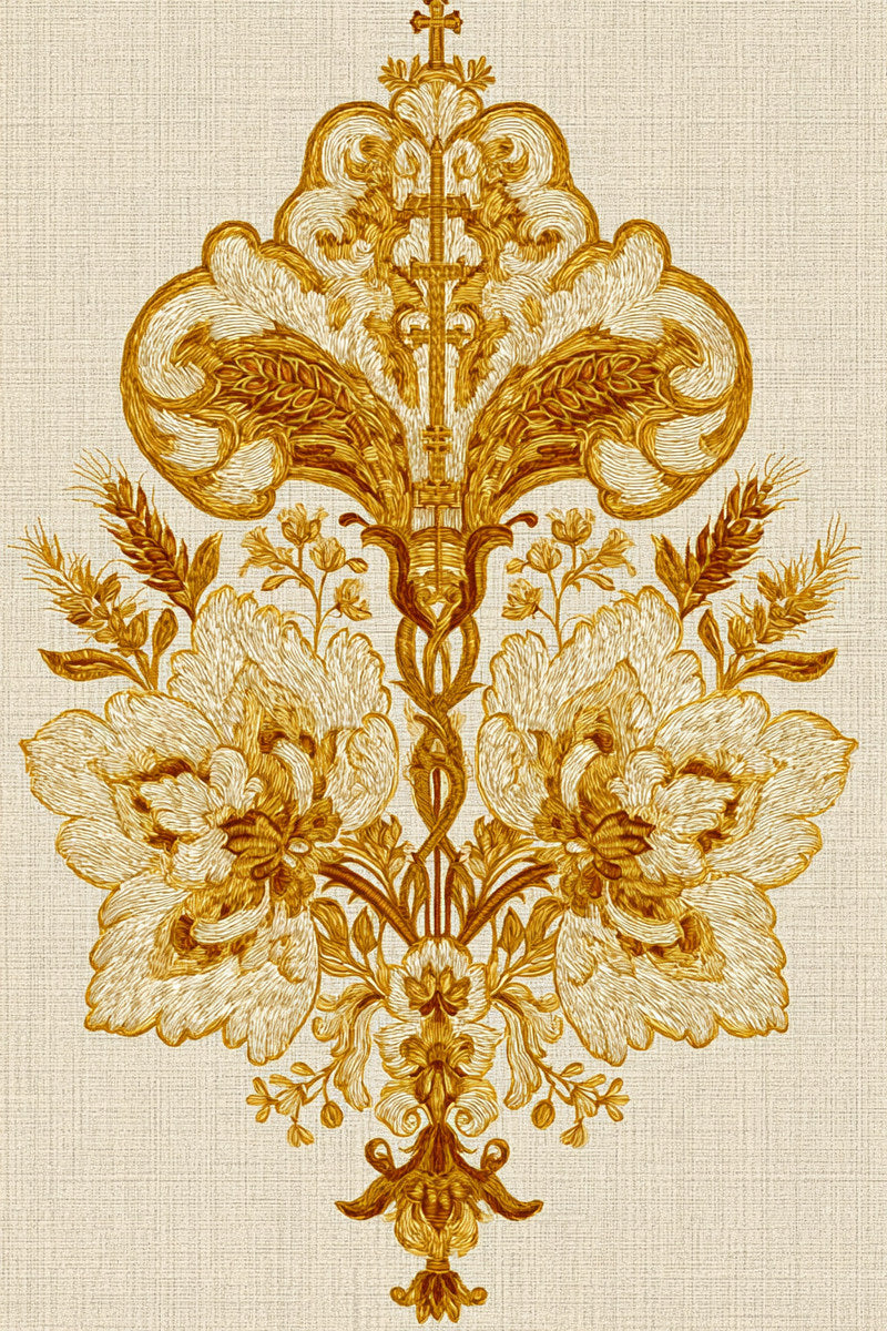 Goldwork Inspired Vestment Panel from Church Embroidery & Sacred Ornament Book 4, a digital embroidery design reference for machine embroidery designs, embroidery patterns and embroidery design reference.