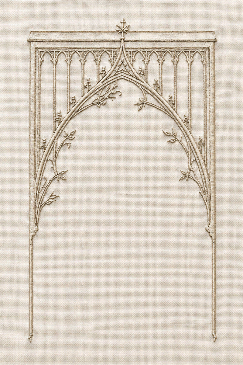 Gothic Arch Corner Frame 1 from Church Embroidery & Sacred Ornament Book 4, a digital embroidery design reference for machine embroidery designs, embroidery patterns and corner embroidery.