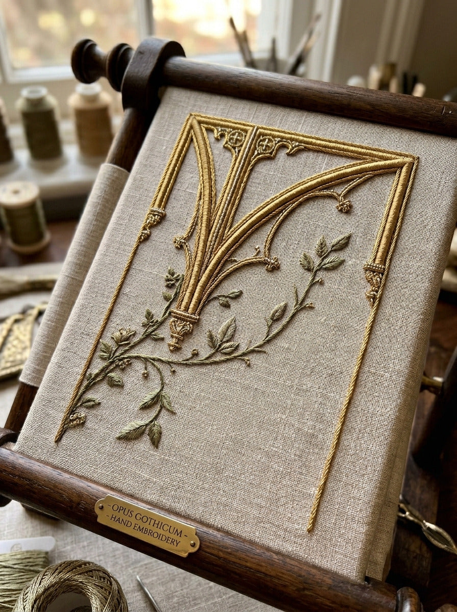 Gothic Arch Corner Frame from Church Embroidery & Sacred Ornament Book 2, a digital embroidery design reference for machine embroidery designs, embroidery patterns and corner embroidery.