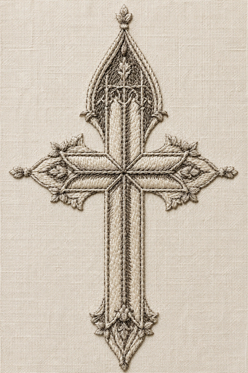 Gothic Cross Ornament 1 from Church Embroidery & Sacred Ornament Book 4, a digital embroidery design reference for machine embroidery designs, embroidery patterns and embroidery design reference.