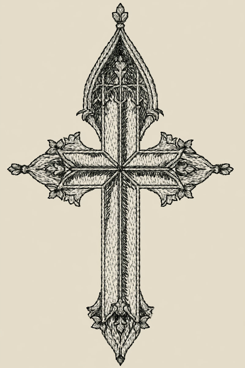 Gothic Cross Ornament from Church Embroidery & Sacred Ornament Book 4, a digital embroidery design reference for machine embroidery designs, embroidery patterns and embroidery design reference.