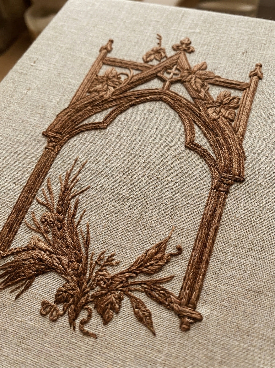 Gothic Monogram Sacred Frame from Church Embroidery & Sacred Ornament Book 1, a digital embroidery design reference for machine embroidery designs, embroidery patterns and frames and monogram spaces.