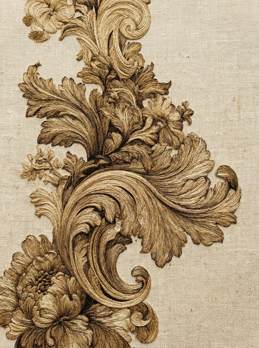 Grand Baroque Border Placement from Baroque Scrollwork & Luxury Ornament Book 2, a digital embroidery design reference for machine embroidery designs, embroidery patterns and border and edge embroidery.