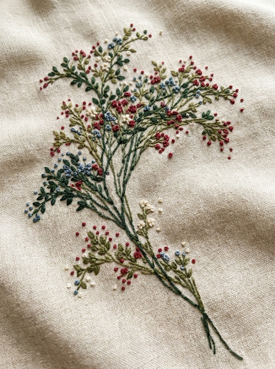 Guest Towel Botanical Sprig Botanical from Botanical Sprig Library Book 9, a digital embroidery design reference for machine embroidery designs, embroidery patterns and linen and home textile projects.