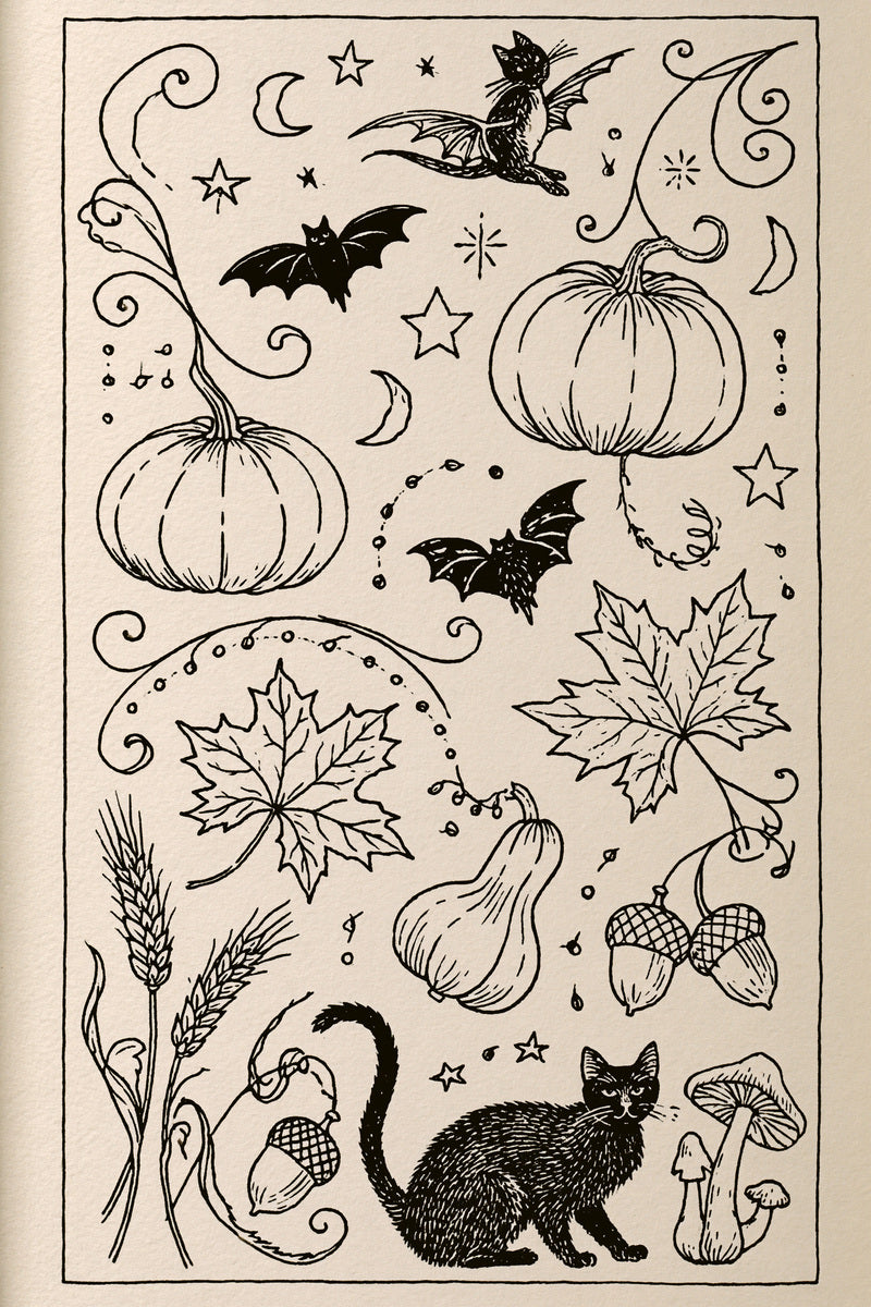 Halloween Autumn Home Linen Collection from Halloween & Autumn Embroidery Book 2, a digital embroidery design reference for machine embroidery designs, embroidery patterns and linen and home textile projects.