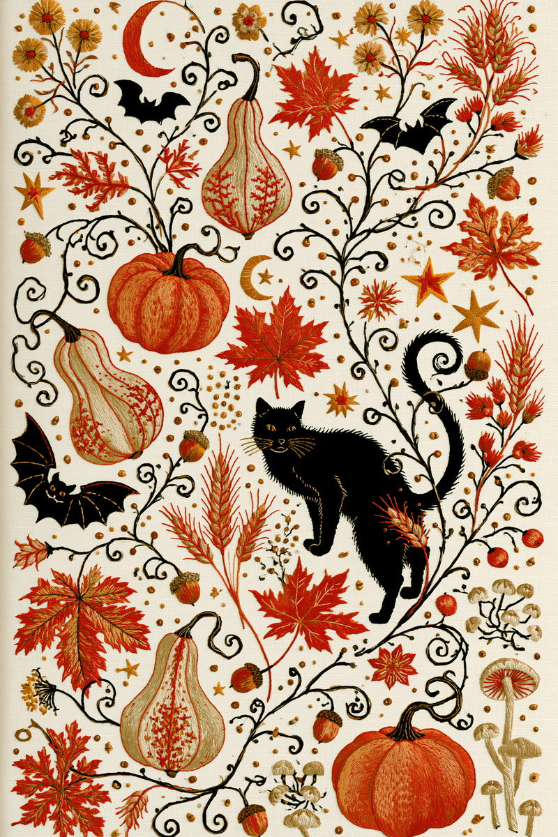 Halloween Autumn Home Linen Library 02 from Halloween & Autumn Embroidery Book 4, a digital embroidery design reference for machine embroidery designs, embroidery patterns and linen and home textile projects.