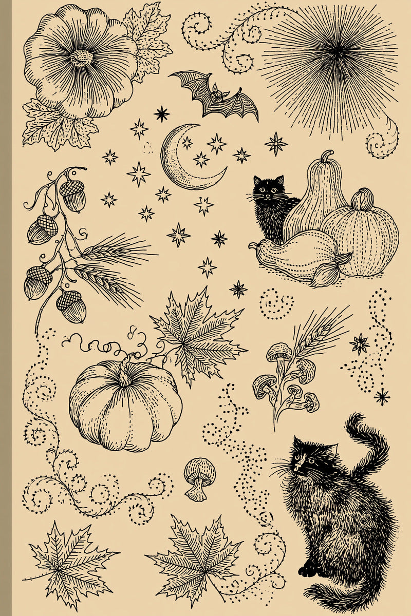 Halloween Autumn Home Linen Library from Halloween & Autumn Embroidery Book 4, a digital embroidery design reference for machine embroidery designs, embroidery patterns and linen and home textile projects.