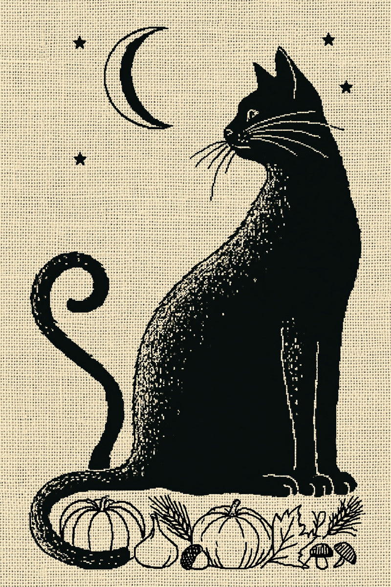 Halloween Black Cat Motif Halloween from Halloween & Autumn Embroidery Book 2, a digital embroidery design reference for machine embroidery designs, embroidery patterns and seasonal embroidery motifs.
