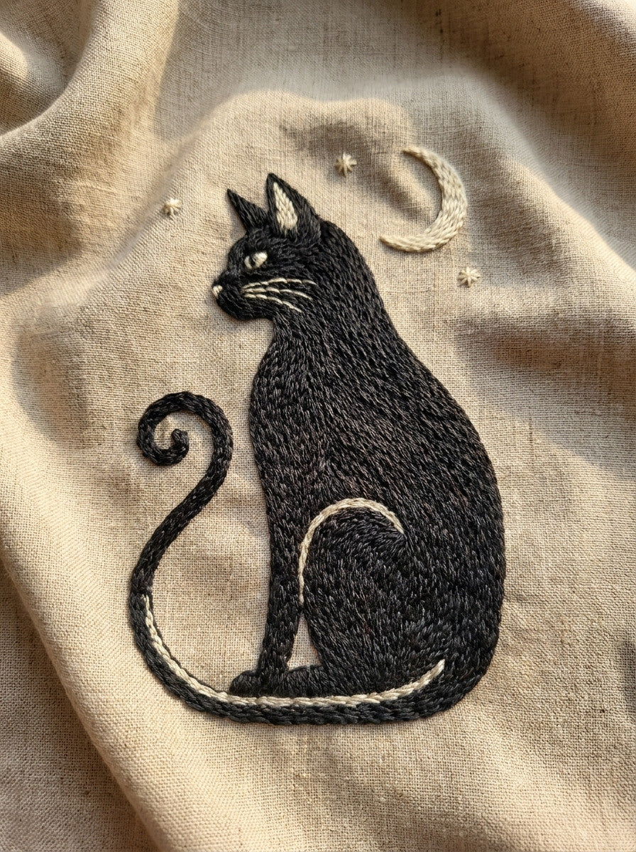 Halloween Black Cat Motif Halloween from Halloween & Autumn Embroidery Book 1, a digital embroidery design reference for machine embroidery designs, embroidery patterns and seasonal embroidery motifs.