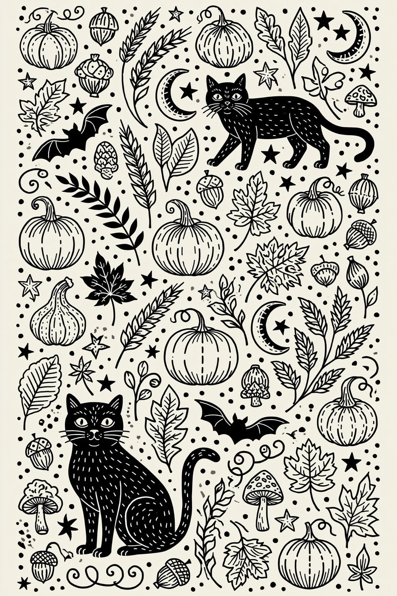 Halloween Mini Motif Collection Plate from Halloween & Autumn Embroidery Book 3, a digital embroidery design reference for machine embroidery designs, embroidery patterns and seasonal embroidery motifs.
