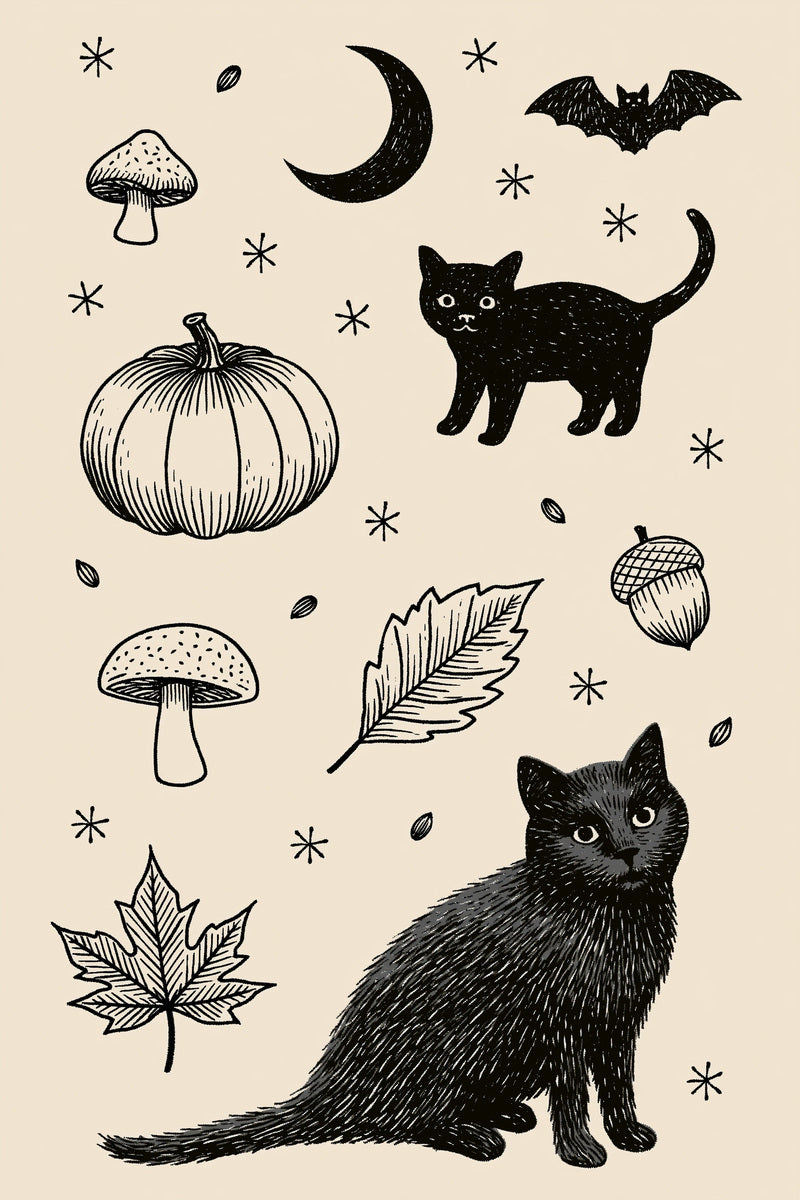 Halloween Mini Motif Set Halloween from Halloween & Autumn Embroidery Book 2, a digital embroidery design reference for machine embroidery designs, embroidery patterns and seasonal embroidery motifs.