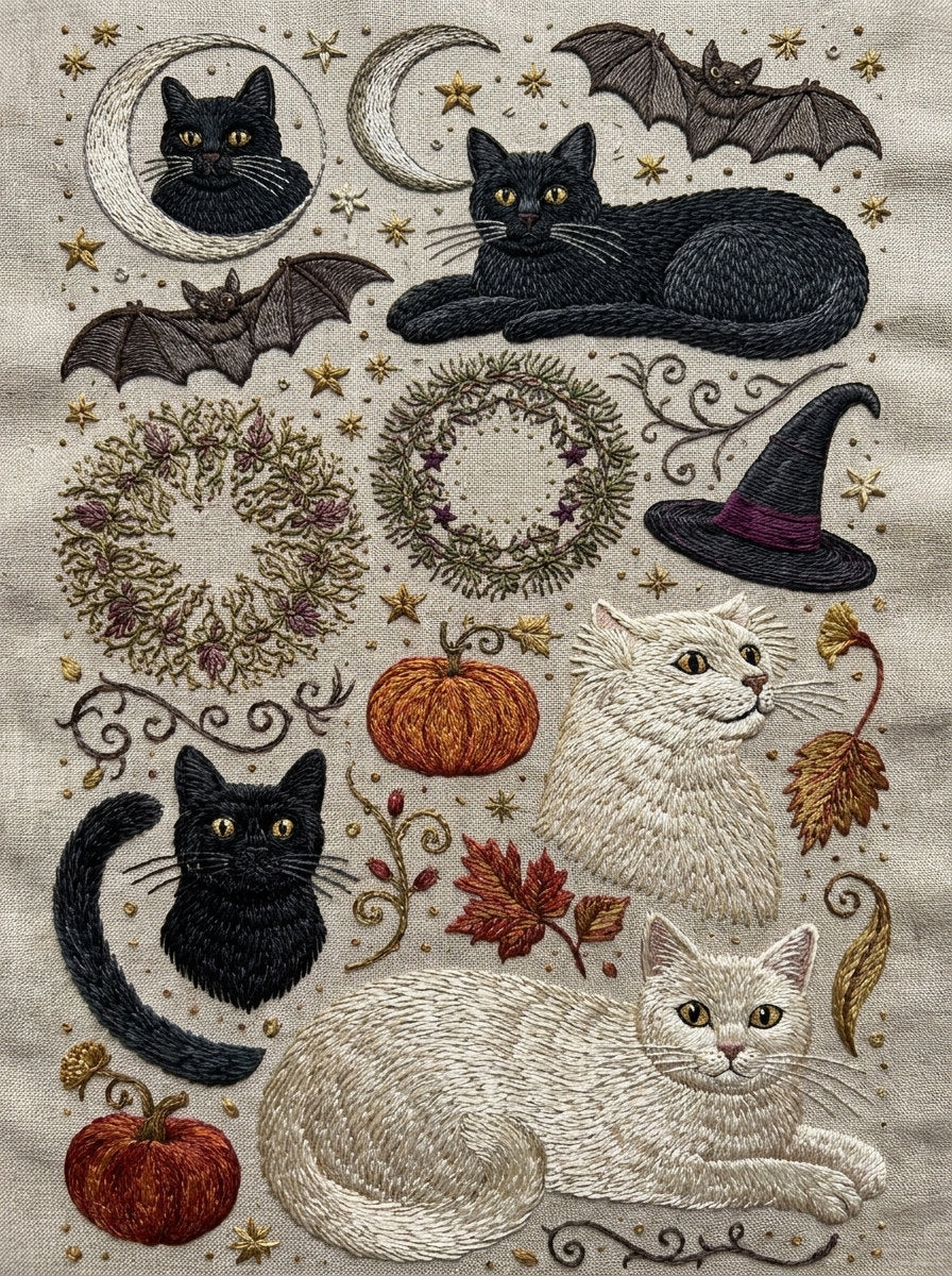 Halloween Symbol Library Plate Halloween 02 from Halloween & Autumn Embroidery Book 1, a digital embroidery design reference for machine embroidery designs, embroidery patterns and seasonal embroidery motifs.