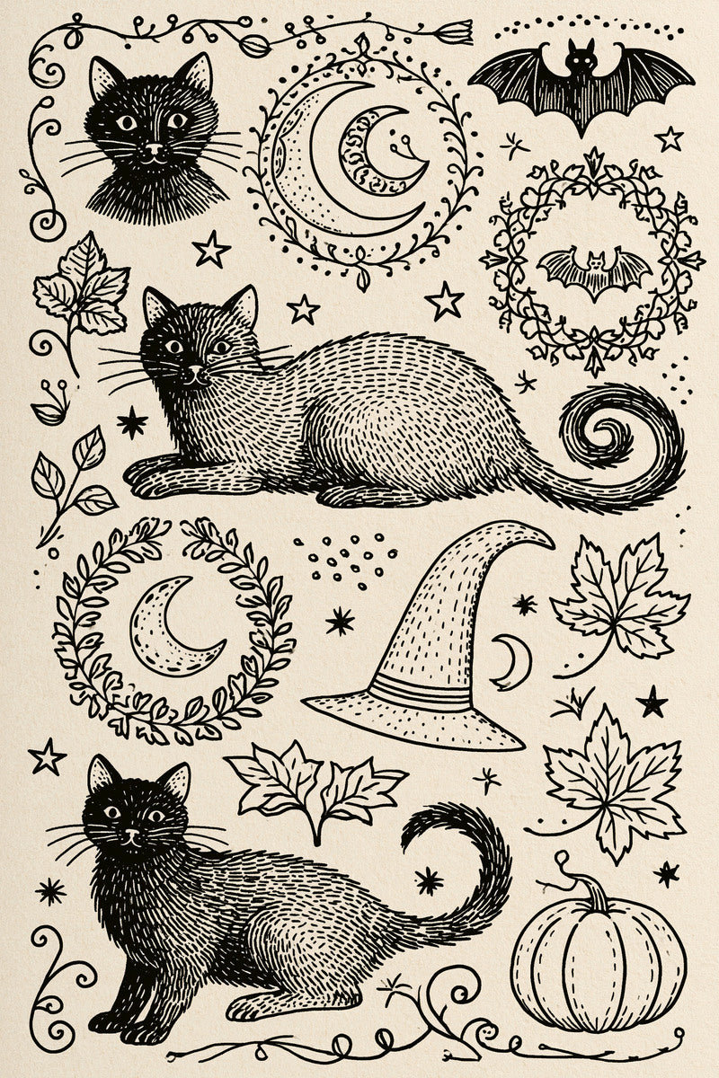 Halloween Symbol Library Plate Halloween from Halloween & Autumn Embroidery Book 1, a digital embroidery design reference for machine embroidery designs, embroidery patterns and seasonal embroidery motifs.
