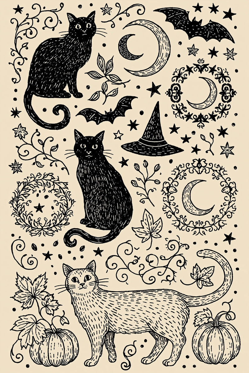 Halloween Symbol Library Plate Halloween from Halloween & Autumn Embroidery Book 3, a digital embroidery design reference for machine embroidery designs, embroidery patterns and seasonal embroidery motifs.