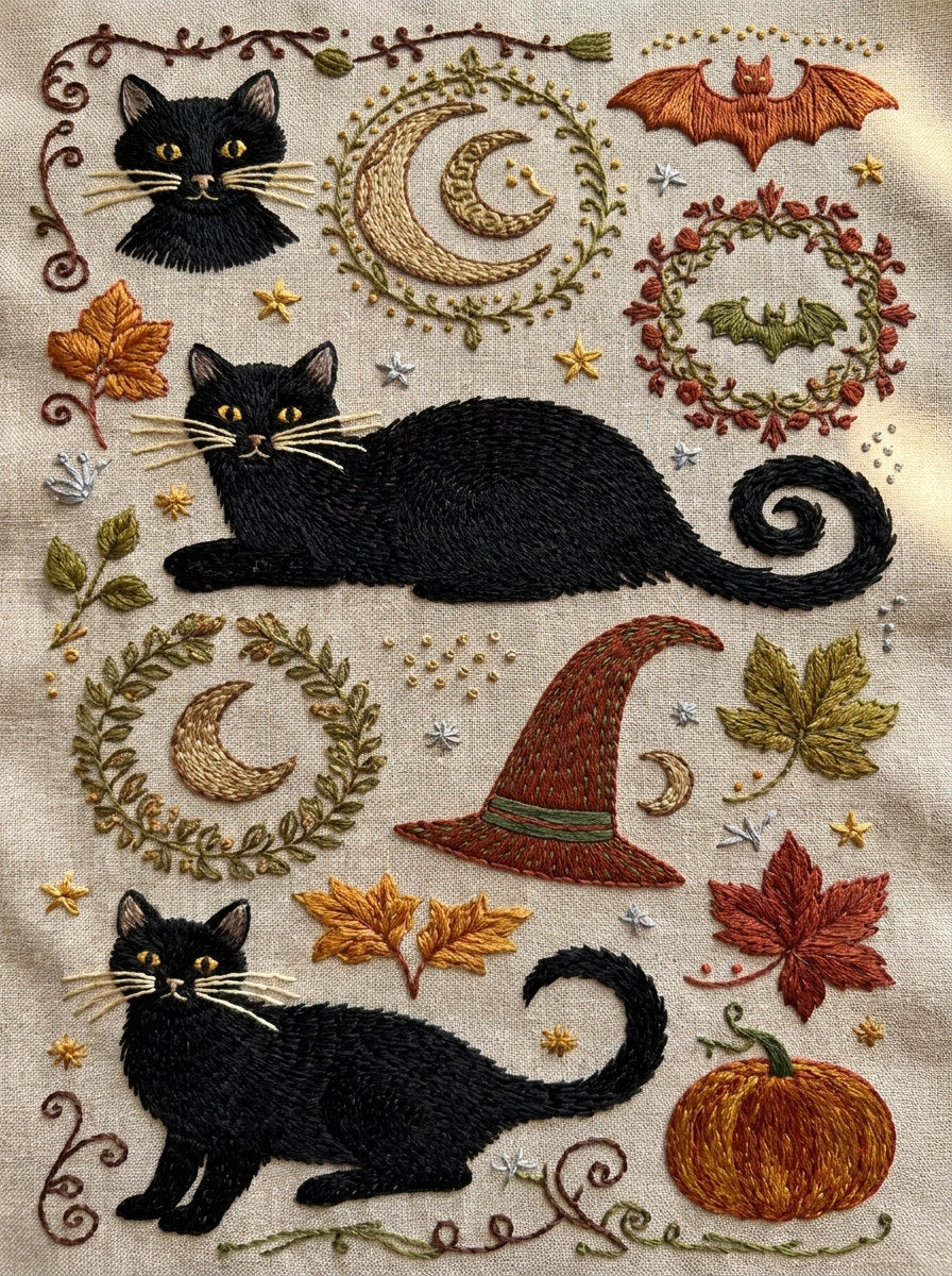 Halloween Symbol Library Plate Halloween from Halloween & Autumn Embroidery Book 1, a digital embroidery design reference for machine embroidery designs, embroidery patterns and seasonal embroidery motifs.