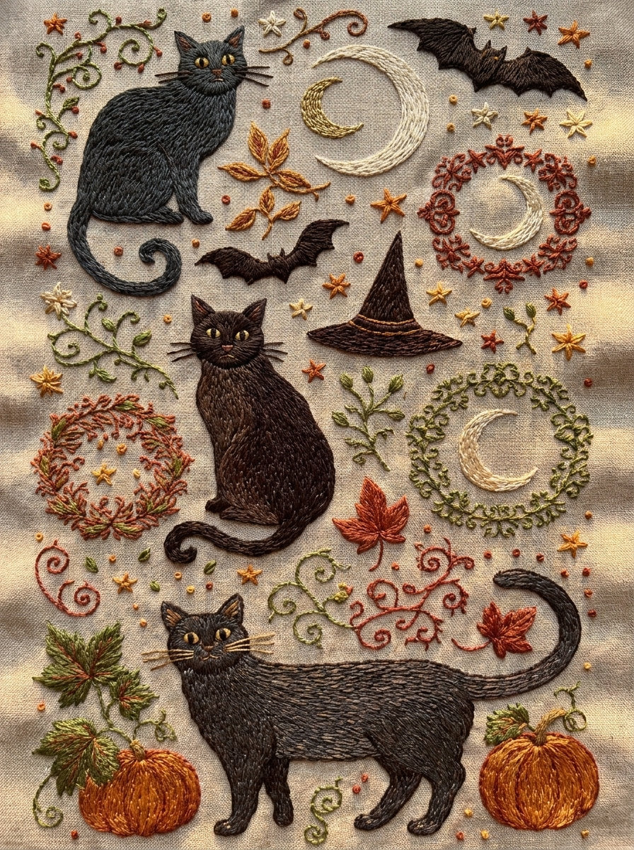 Halloween Symbol Library Plate Halloween from Halloween & Autumn Embroidery Book 3, a digital embroidery design reference for machine embroidery designs, embroidery patterns and seasonal embroidery motifs.