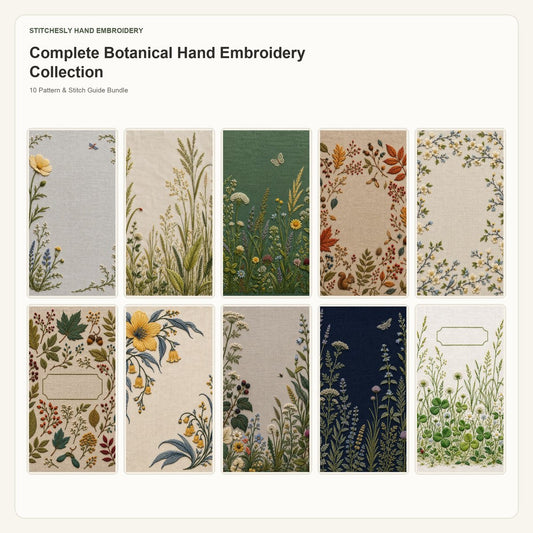 Complete Botanical Hand Embroidery Collection 10 hand embroidery pattern bundle cover