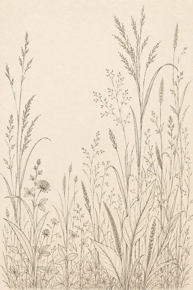 Meadow Field Reserve original botanical drawing and hand embroidery pattern reference