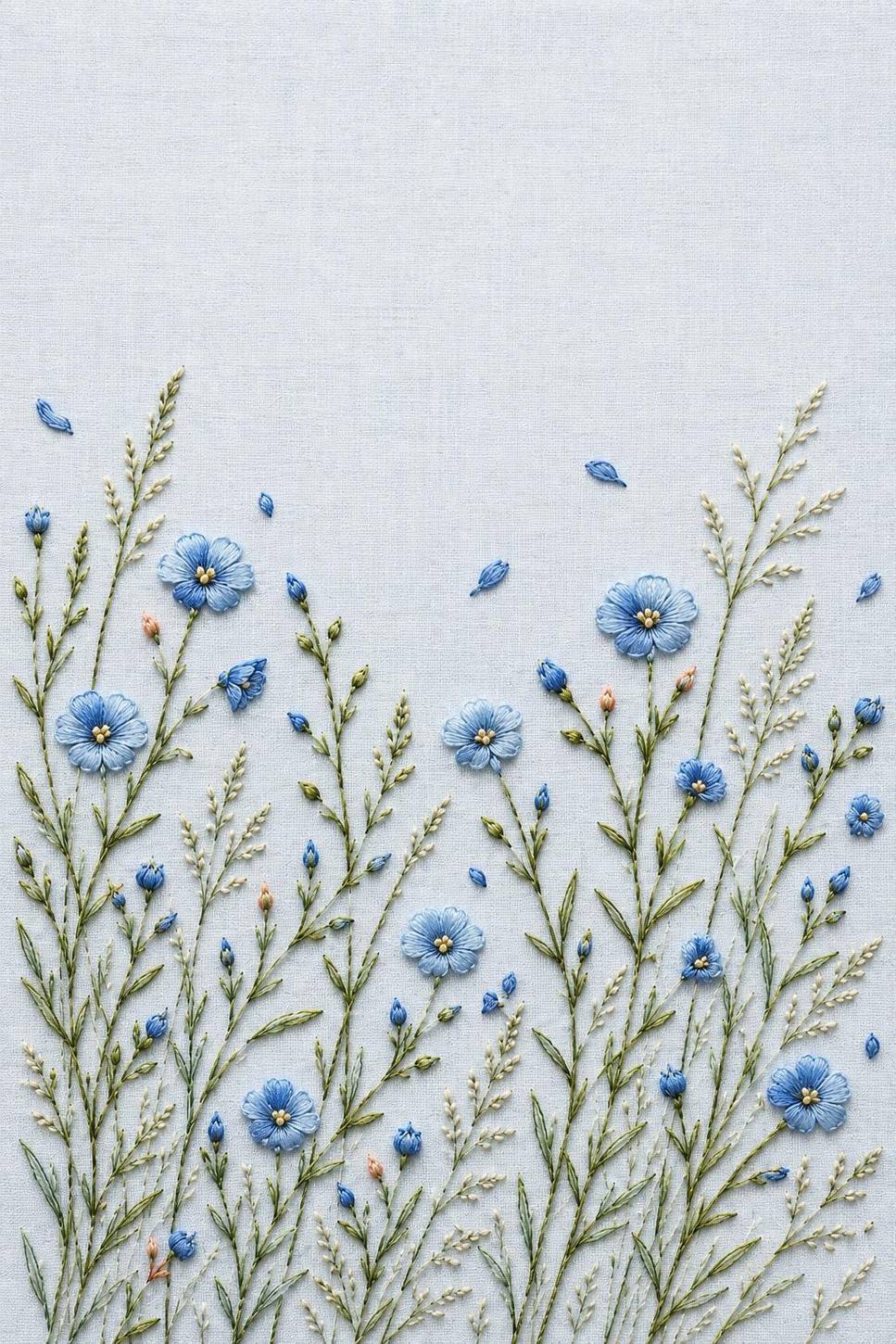 Blue Flax Meadow Thread finished embroidery reference for the digital hand embroidery pattern and stitch guide