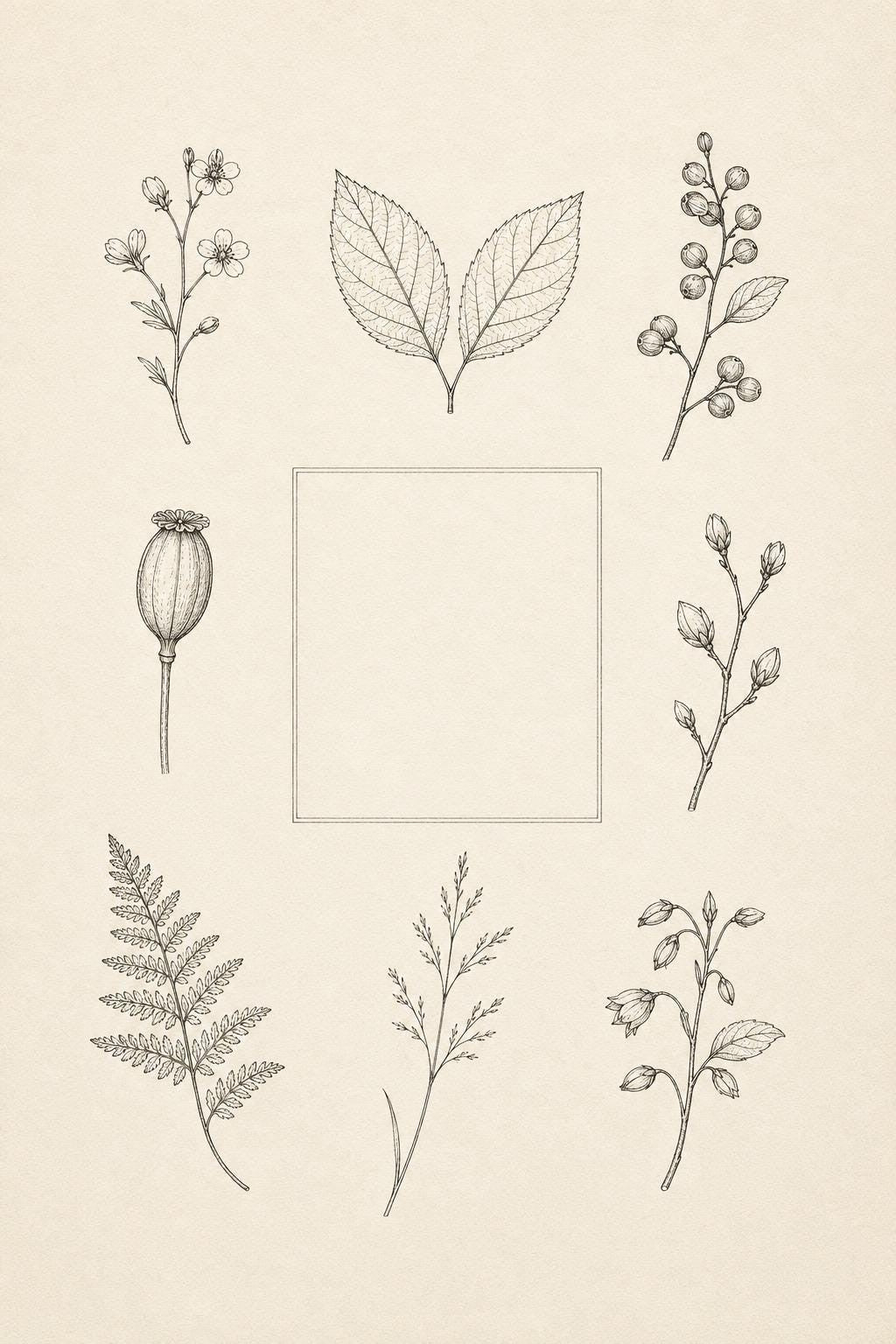 Botanical Specimen Grid transfer linework preview for the digital hand embroidery pattern and stitch guide