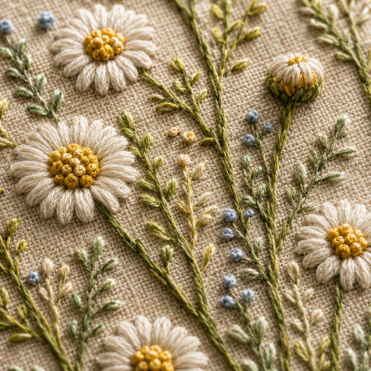Chamomile Tea Cloth stitch guide preview for the digital hand embroidery pattern and stitch guide