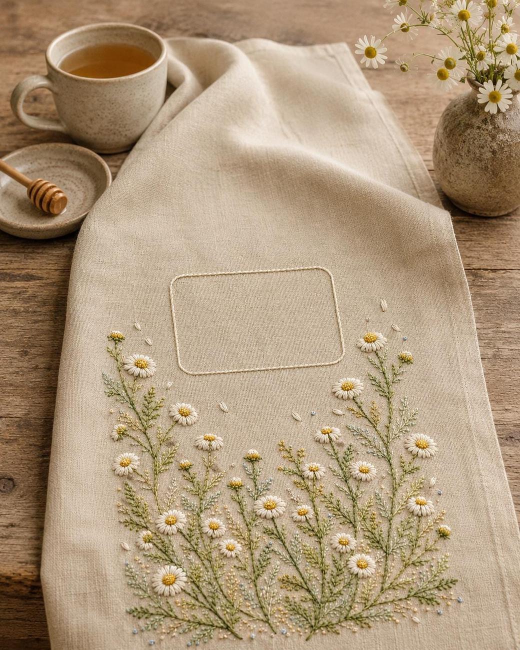 Chamomile Tea Cloth essential needlework handbook for the digital hand embroidery pattern and stitch guide
