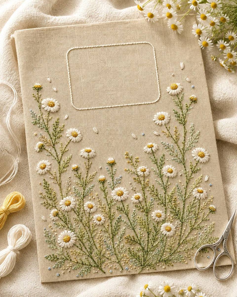 Chamomile Tea Cloth additional project reference for the digital hand embroidery pattern and stitch guide