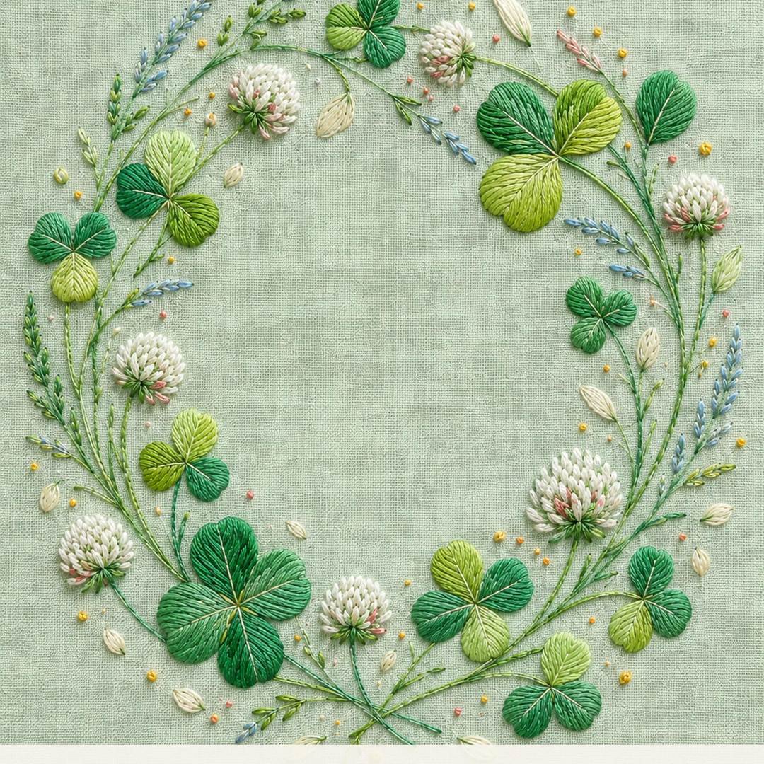 Clover Medallion Good Luck pattern edition overview for the digital hand embroidery pattern and stitch guide
