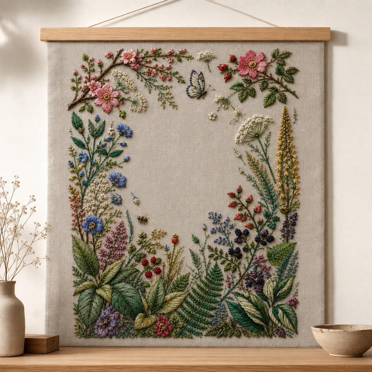Complete Botanical Studies finished hoop hero for the digital hand embroidery pattern and stitch guide