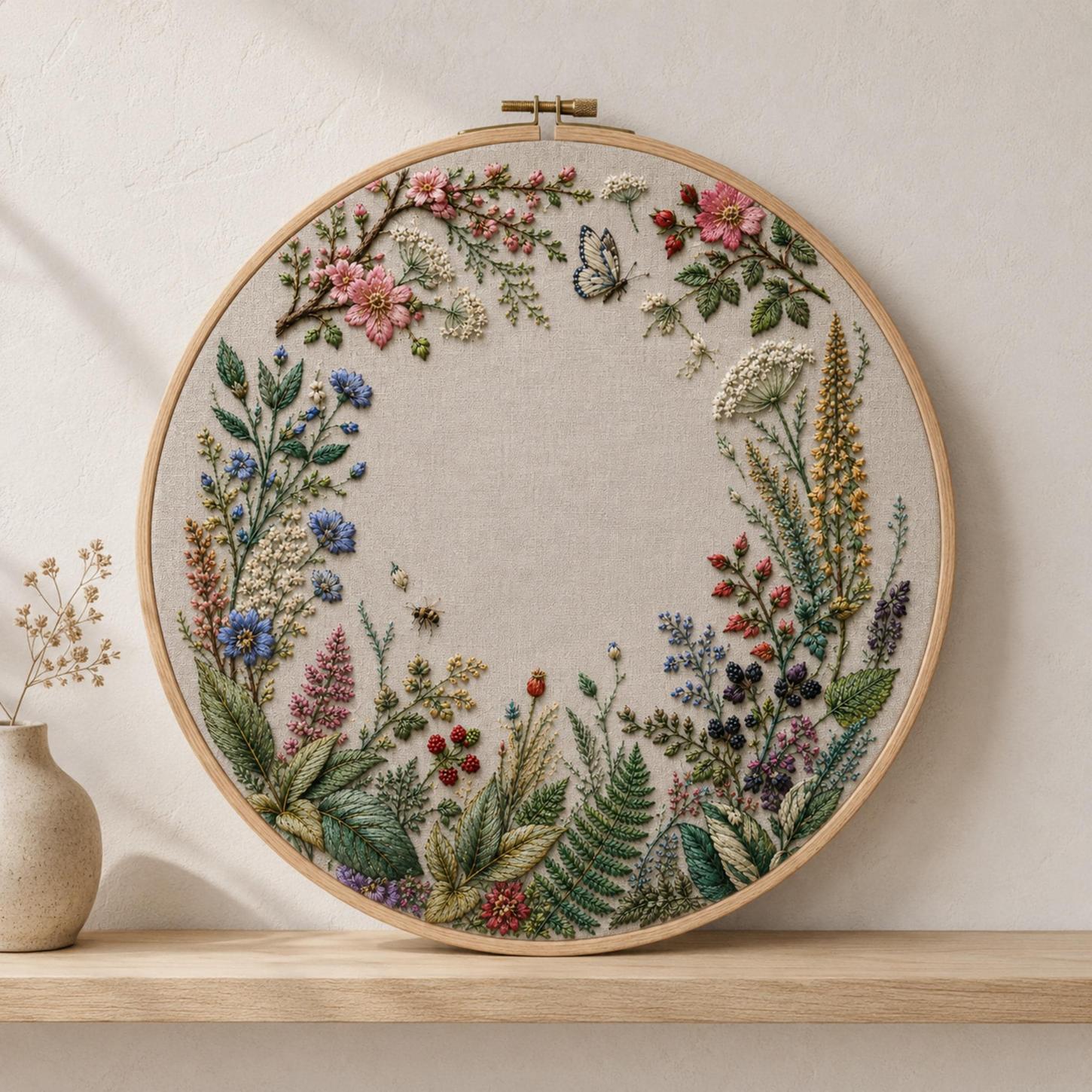 Complete Botanical Studies stitch detail closeup for the digital hand embroidery pattern and stitch guide