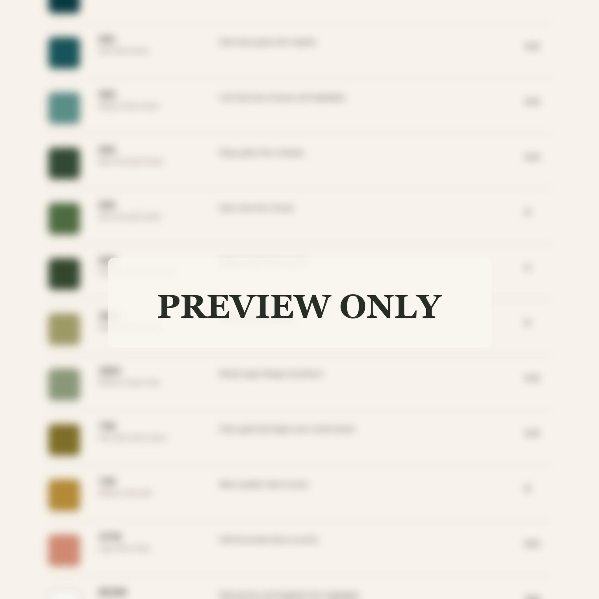 Dark Teal Fern Shadow dmc colour palette preview for the digital hand embroidery pattern and stitch guide