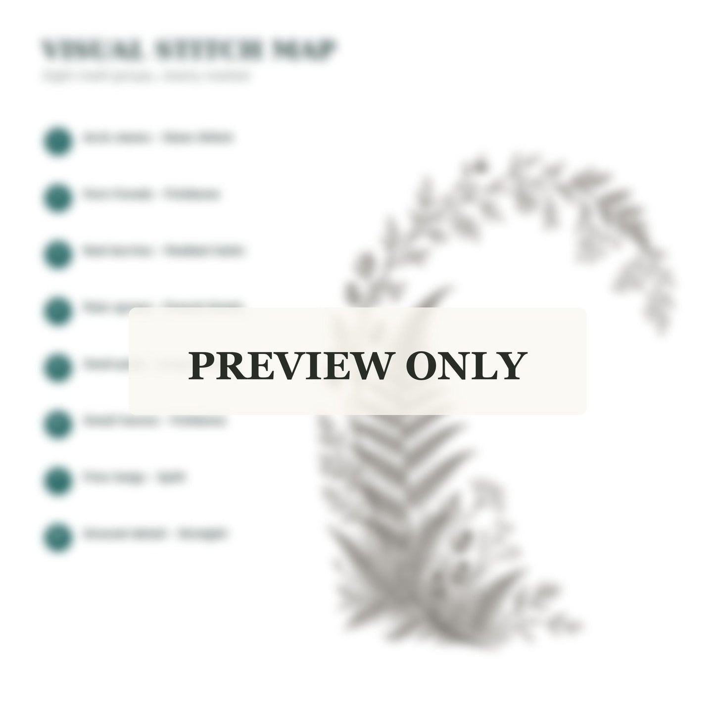 Fern and Berry Arch stitch guide preview for the digital hand embroidery pattern and stitch guide