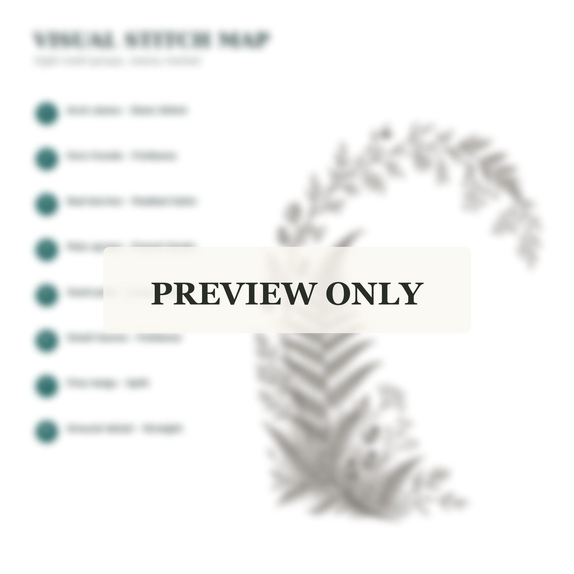 Fern and Berry Arch stitch guide preview for the digital hand embroidery pattern and stitch guide