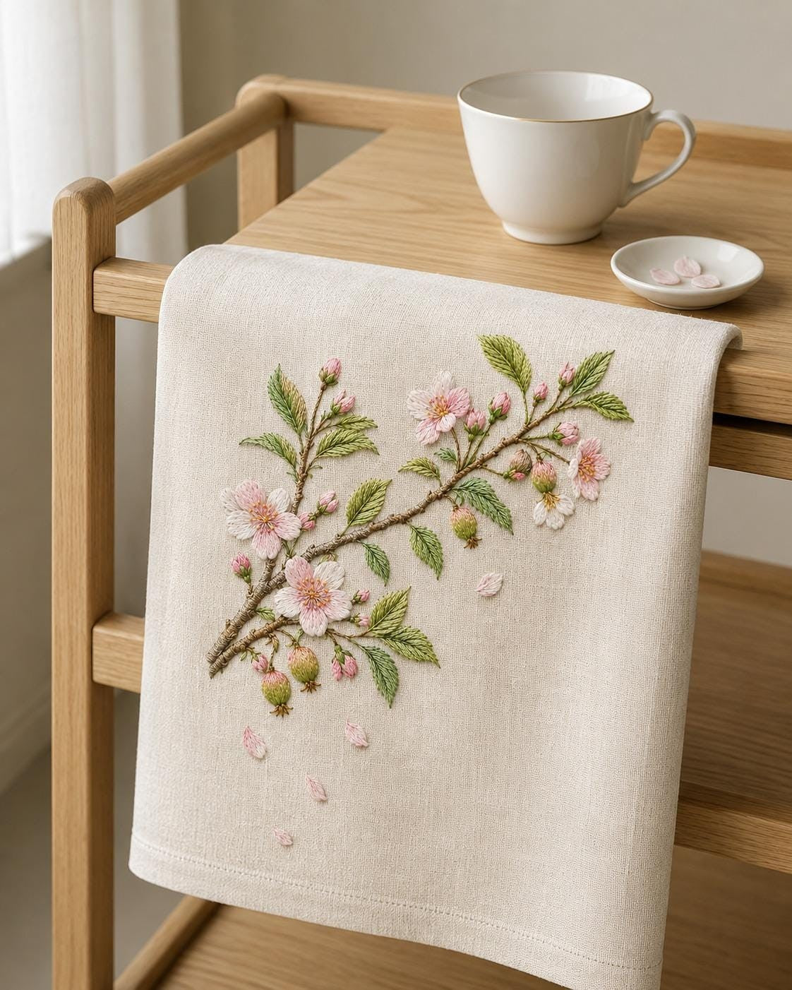 Fruit Blossom Branch dmc colour palette preview for the digital hand embroidery pattern and stitch guide