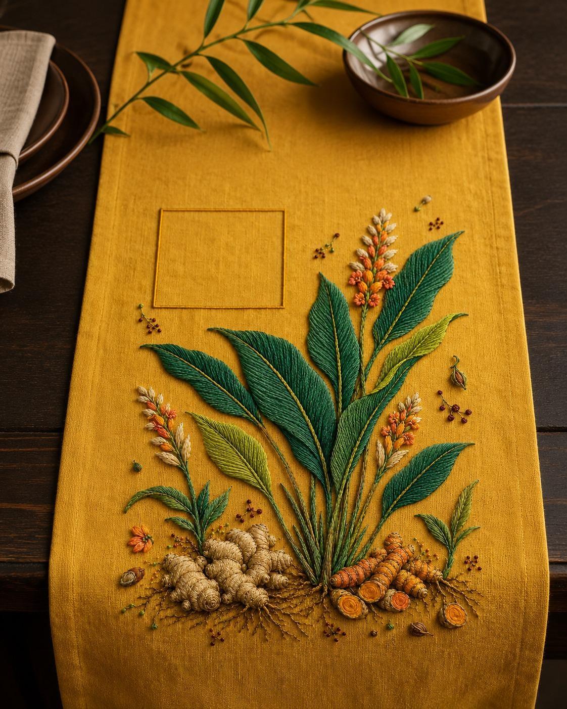 Ginger Turmeric Root Garden essential needlework handbook for the digital hand embroidery pattern and stitch guide