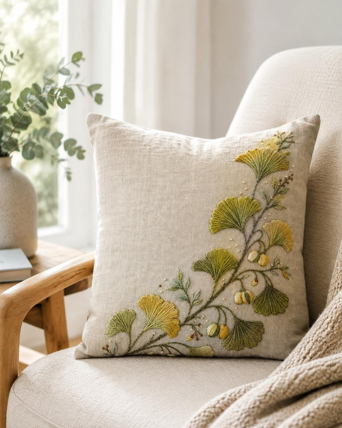 Ginkgo and Seed Pod Editorial stitch guide preview for the digital hand embroidery pattern and stitch guide