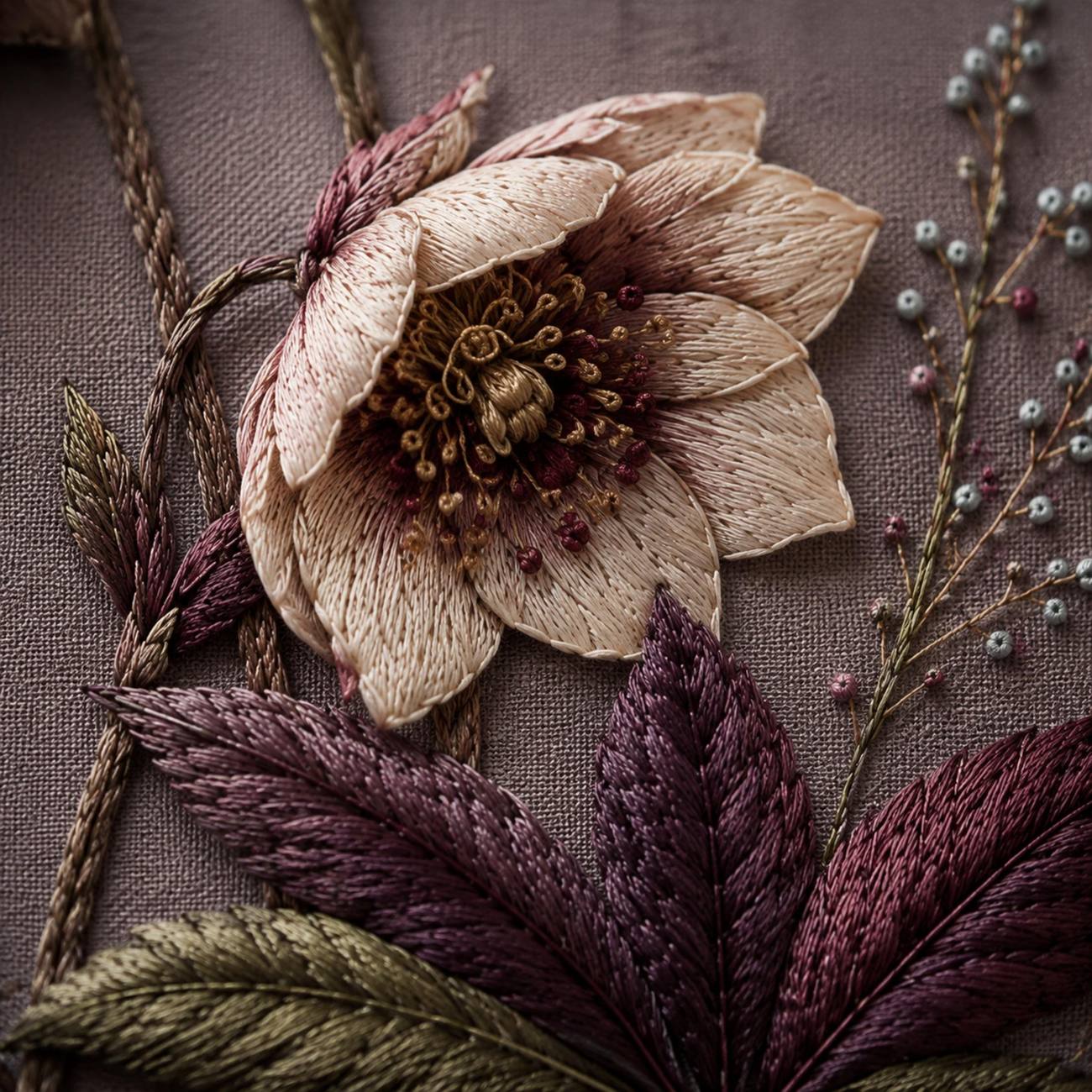 Hellebore Winter Jewel dmc colour palette preview for the digital hand embroidery pattern and stitch guide