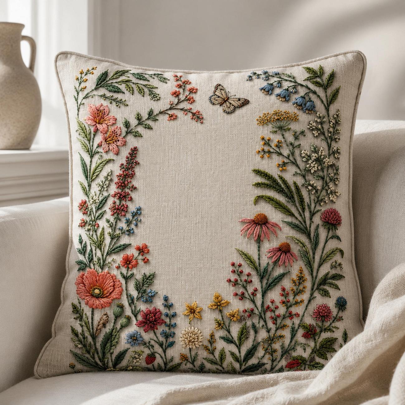 Hero Botanical Garden Cover finished hoop hero for the digital hand embroidery pattern and stitch guide