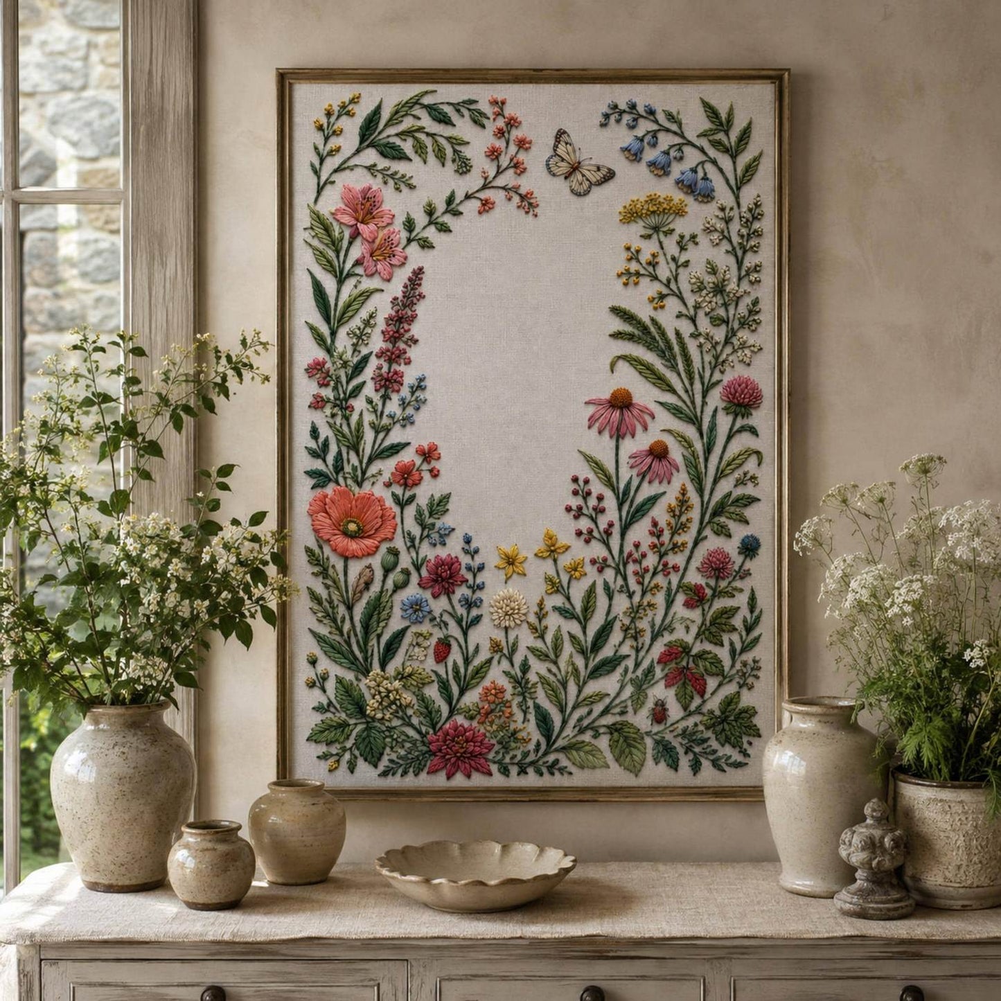 Hero Botanical Garden Cover embroidery portfolio display for the digital hand embroidery pattern and stitch guide