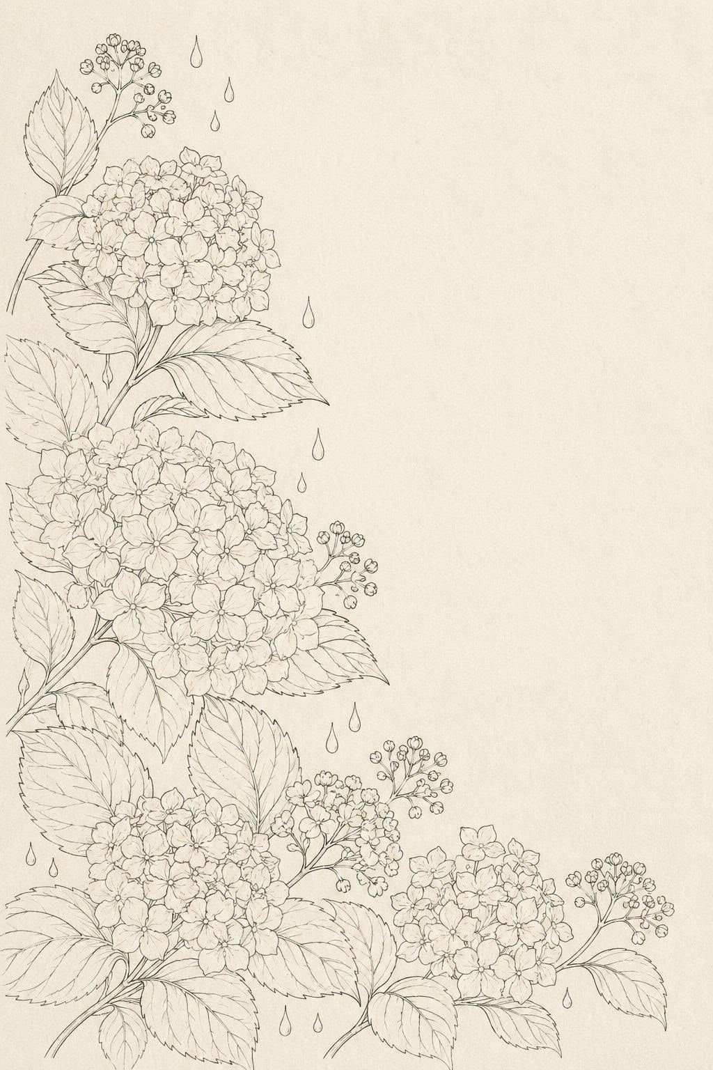 Hydrangea Rain Cluster finished embroidery reference for the digital hand embroidery pattern and stitch guide