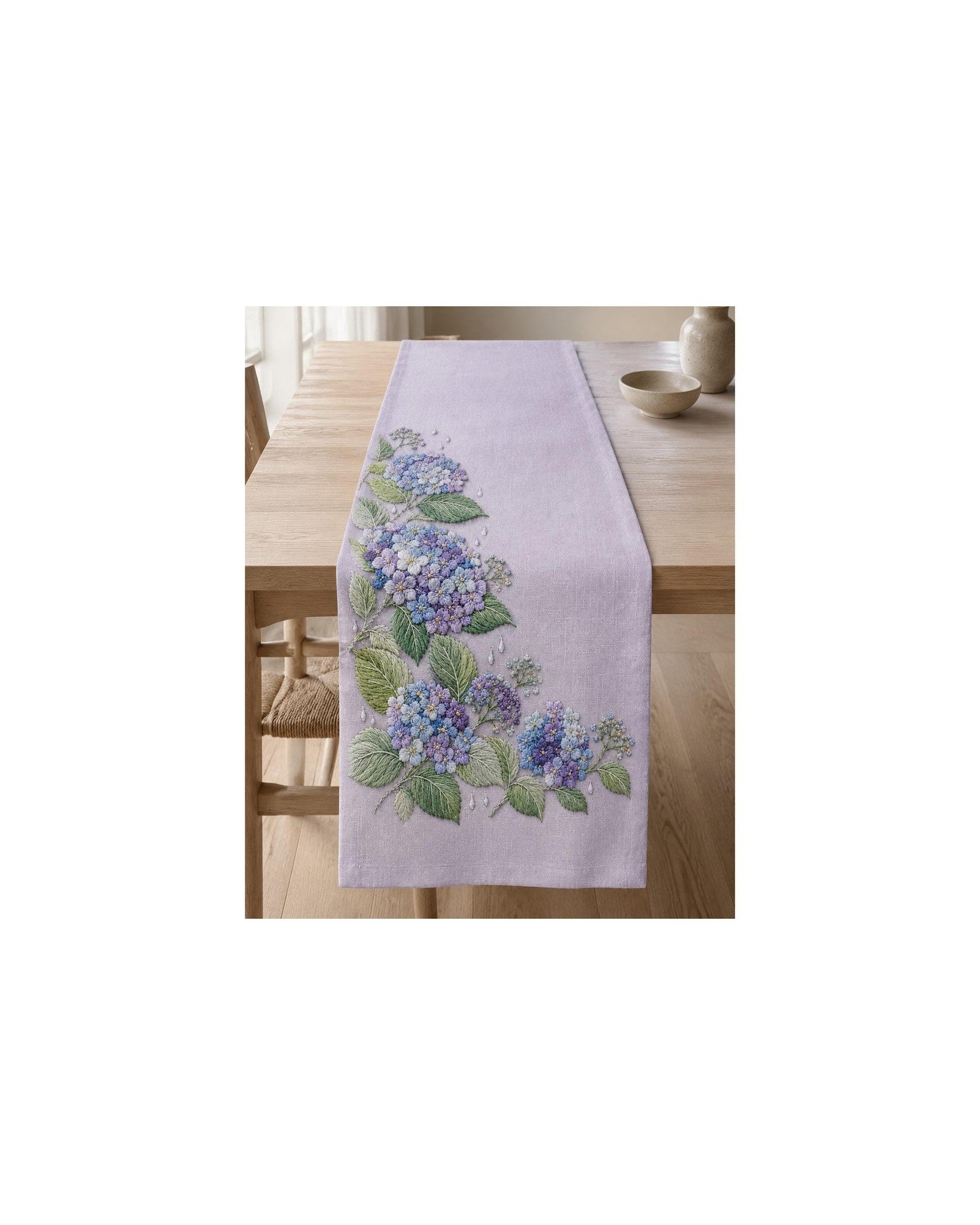 Hydrangea Rain Cluster stitch detail closeup for the digital hand embroidery pattern and stitch guide