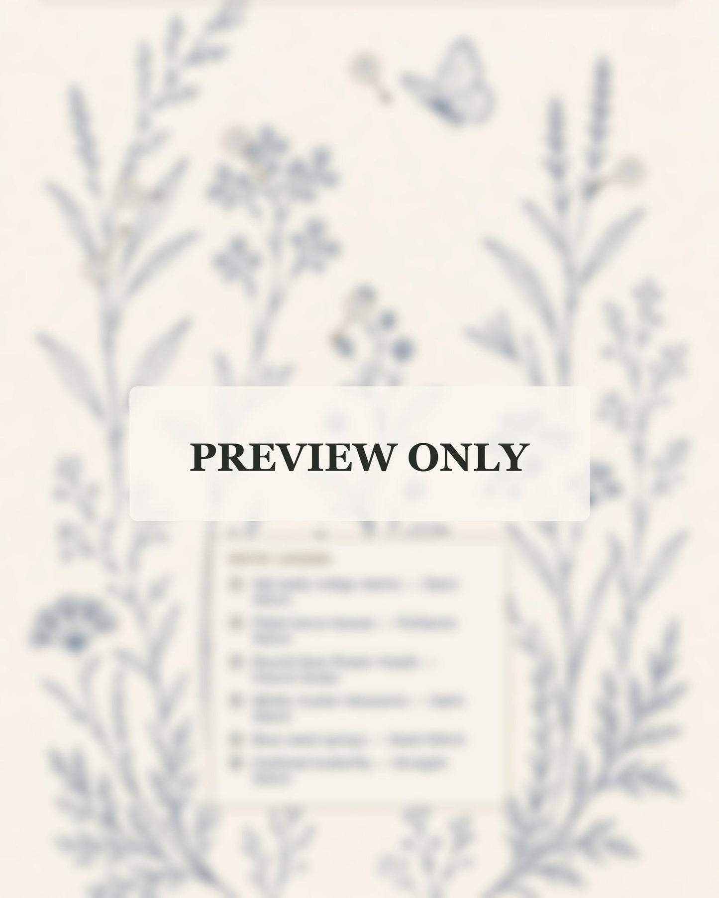 Indigo White Botanical Study stitch guide preview for the digital hand embroidery pattern and stitch guide