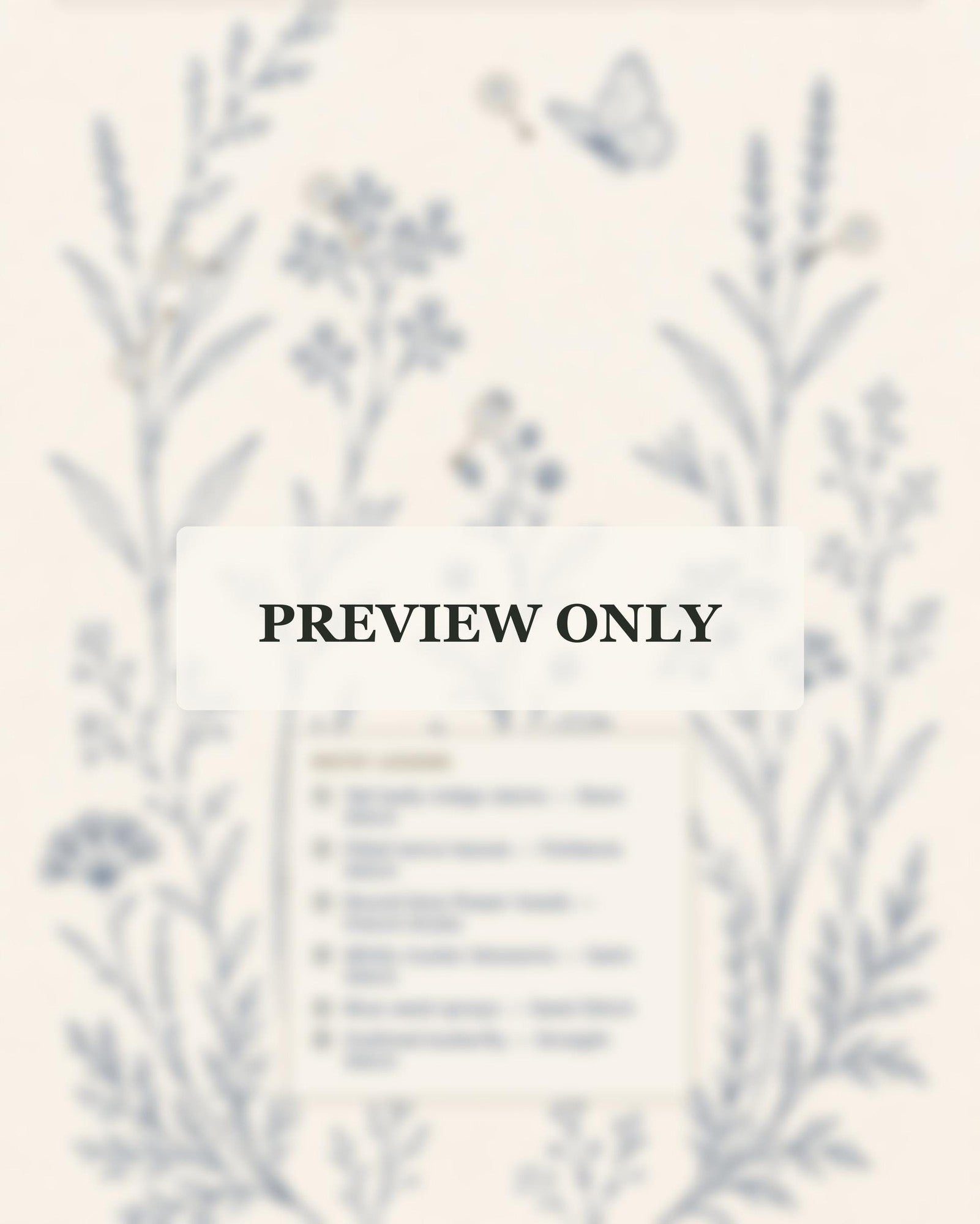Indigo White Botanical Study stitch guide preview for the digital hand embroidery pattern and stitch guide