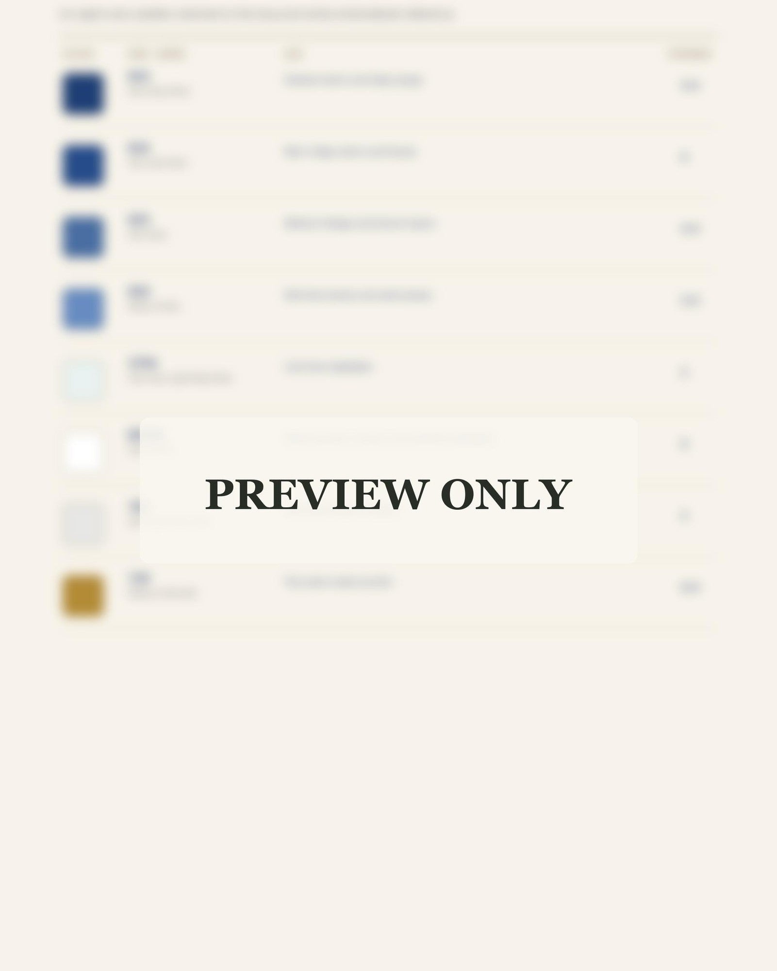 Indigo White Botanical Study dmc colour palette preview for the digital hand embroidery pattern and stitch guide