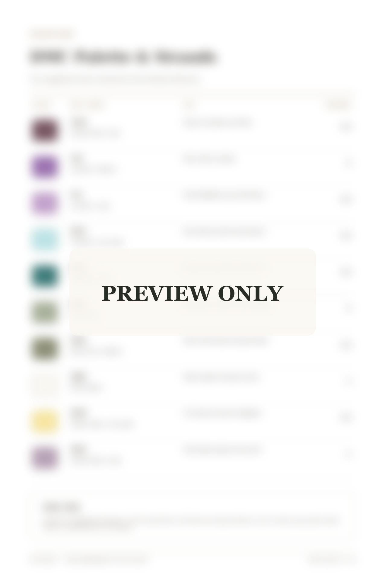 Iris Reed Lagoon dmc colour palette preview for the digital hand embroidery pattern and stitch guide