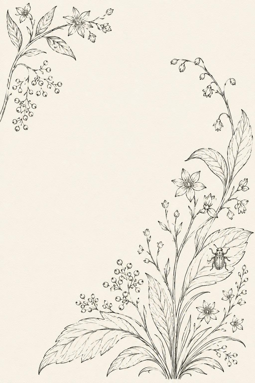 Jewel Botanical Black Linen transfer linework preview for the digital hand embroidery pattern and stitch guide